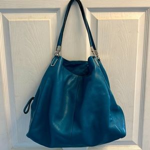 Coach Blue Leather Carriage Edie Shoulder/ hobo Bag